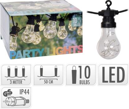 Prekės „Elektrinė girlianda PARTY LIGHTS 10x8 LED 7,5 m, šiltai baltos spalvos“ paveikslėlis
