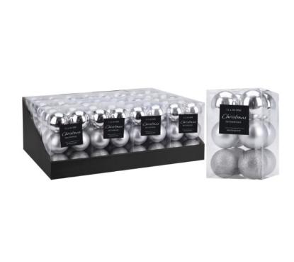 Prekės „Žaisliukai eglutės 12 vnt x 60 mm, sidabriniai“ paveikslėlis