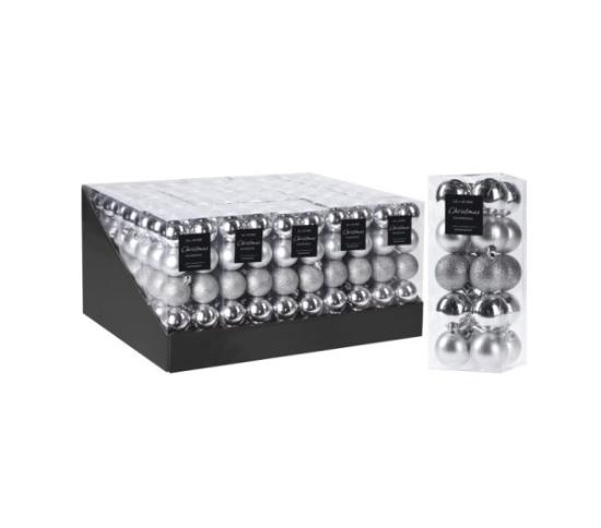 Prekės „Žaisliukai eglutės, 20 vnt x 40 mm,  sidabriniai“ paveikslėlis