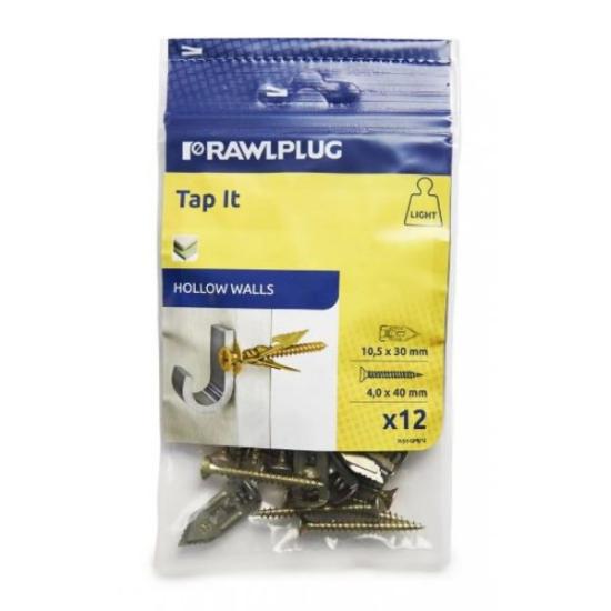 Prekės „Kaištis GKP plokštei kalamas 10,5x30 mm + medsraigtis 4x40 mm 12 vnt Rawlplug“ paveikslėlis