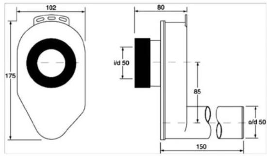 Prekės „Sifonas pisuarui horizontalus 2x50 mm“ paveikslėlis