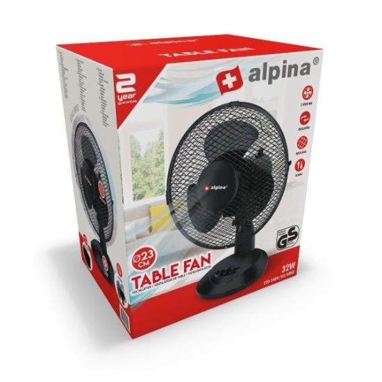 Prekės „Ventiliatorius stalinis 32W 23cm Alpina juodas“ paveikslėlis