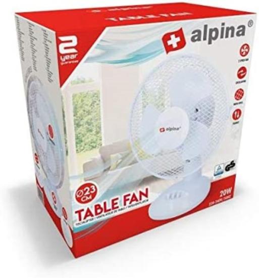 Prekės „Ventiliatorius stalinis 23W 23cm Alpina baltas“ paveikslėlis