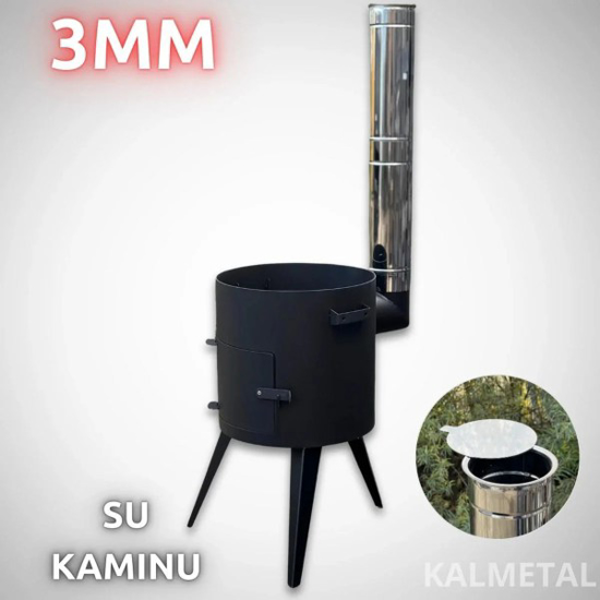 Prekės nuotrauka Krosnelė kazanui 12 L su kaminu Standart Kalmetal 3 mm KAZS12X3K