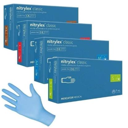 Prekės „Pirštinės vienkartinės nitrilo mėlynos 100 vnt L 8-9 dydžio Mercator Nitrylex Classic“ paveikslėlis