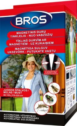 Prekės „Apsauginis magnetinis durų tinklelis nuo uodų 100 x 220 cm juodas BROS“ paveikslėlis