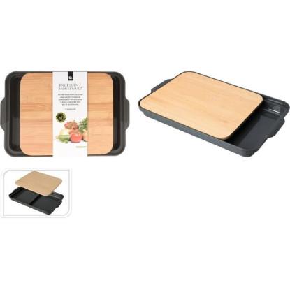 Prekės „Lentelė pjaustymui su padėklu 37x24x3,5cm Bamboo“ paveikslėlis