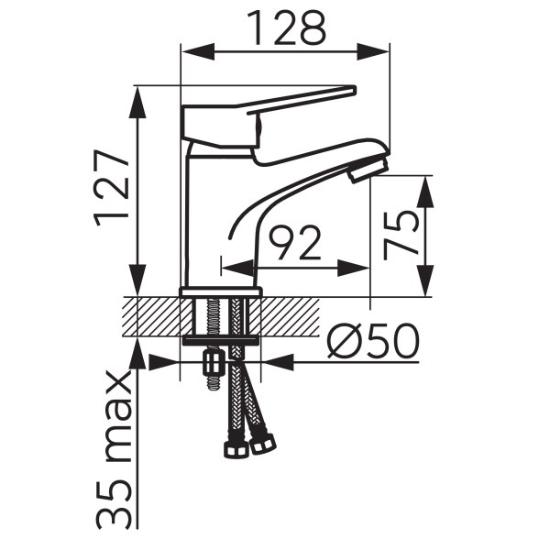 Prekės „Maišytuvas praustuvo FERRO ISSO BIS2 chromuotas trumpu snapu“ paveikslėlis