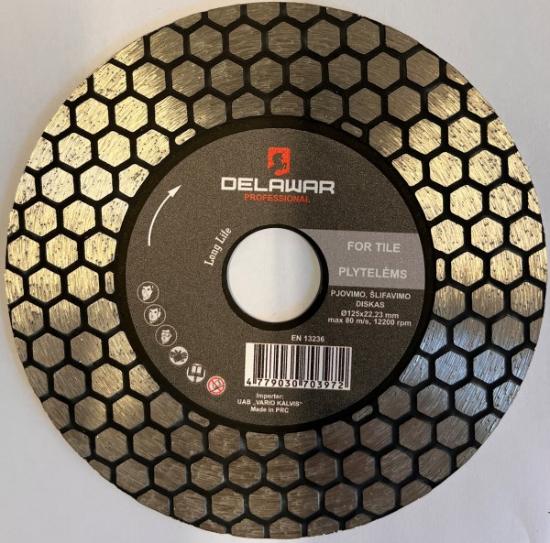 Prekės „Diskas deimantinis 125x2x22,2 mm pjovimui šlifavimui Hex Delawar“ paveikslėlis