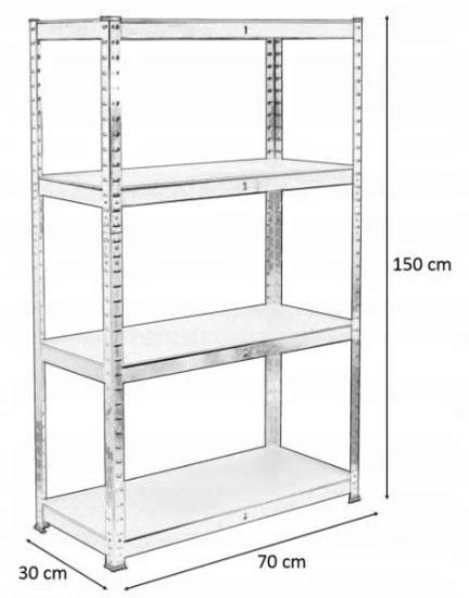 Prekės „Stelažas 4 lentynų 150x70x30cm 150kg GWI7792“ paveikslėlis