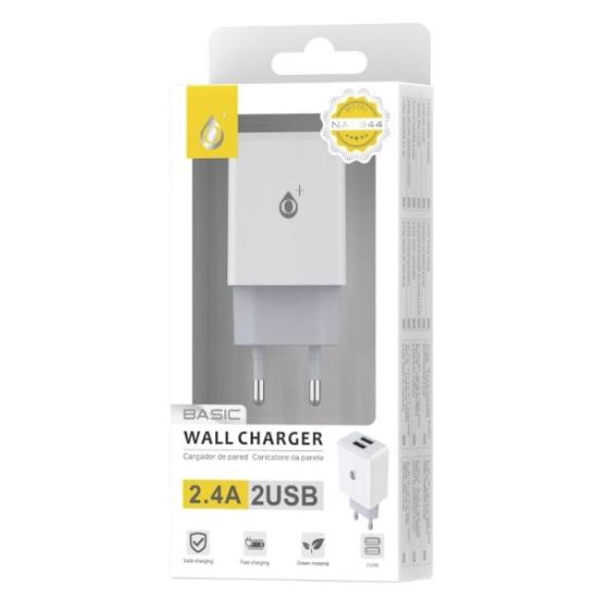 Prekės „Įkroviklis 2xUSB 220V 2,4A OnePlus BASIC baltas“ paveikslėlis