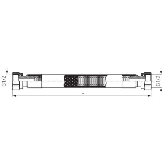 Prekės „Žarna dujoms plieninė FERRO WG1250 dengta PVC 1/2" MM 125cm“ paveikslėlis