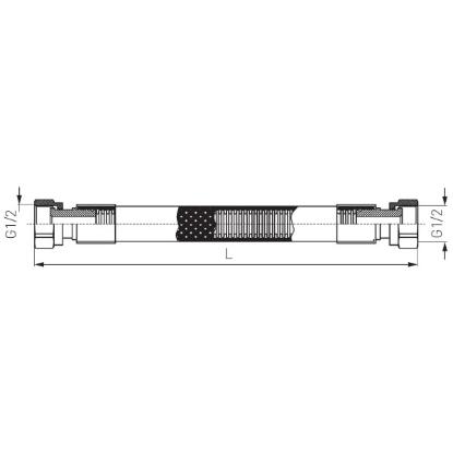 Prekės „Žarna dujoms plieninė FERRO WG1250 dengta PVC 1/2" MM 125cm“ paveikslėlis