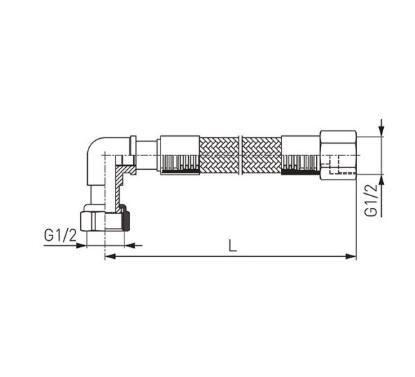 Prekės „Žarna dujoms FERRO WG2000 plieninė dengta PVC 1/2" MM 200 cm“ paveikslėlis