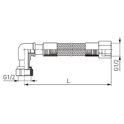 Prekės „Žarna dujoms plieninė FERRO WGK1250 dengta PVC kampinė 1/2" MM 125cm“ paveikslėlis