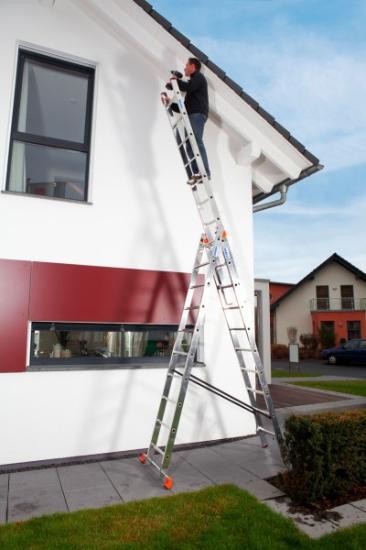 Prekės „Kopėčios aliuminės universalios 3 dalių 10 pakopų 3,00 x 6,90 m Krause Tribilo 129680“ paveikslėlis
