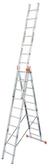 Prekės „Kopėčios aliuminės universalios 3 dalių 10 pakopų 3,00 x 6,90 m Krause Tribilo 129680“ paveikslėlis