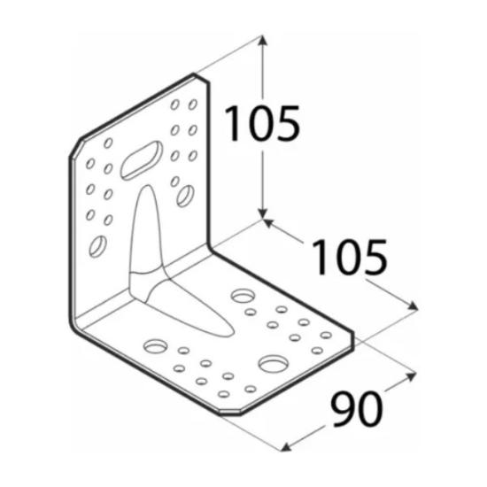 Prekės „Kampinis 105x105x90x2,5 mm su pastiprinimu KP21 Domax“ paveikslėlis