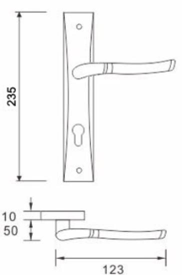 Prekės „Rankenos durų 72 mm 235x40 matinio chromo PZ MRO-15-70-PZ-72 SN/BN MP“ paveikslėlis