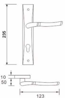 Prekės „Rankenos durų 72 mm 235x40 matinio chromo PZ MRO-15-70-PZ-72 SN/BN MP“ paveikslėlis