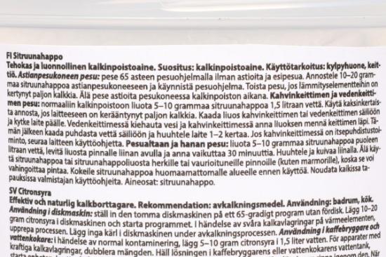 Prekės „Nord Clean citrinų rūgštis FI-SV-EE-LV-LT 400 g“ paveikslėlis