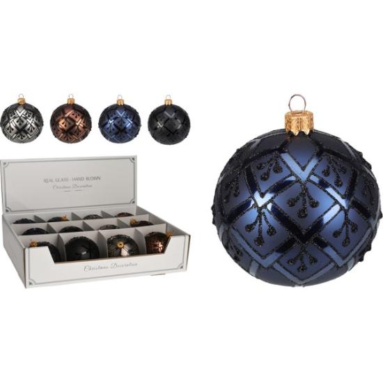 Prekės „Stiklinis eglutės žaisliukas 80mm Black Glitter“ paveikslėlis