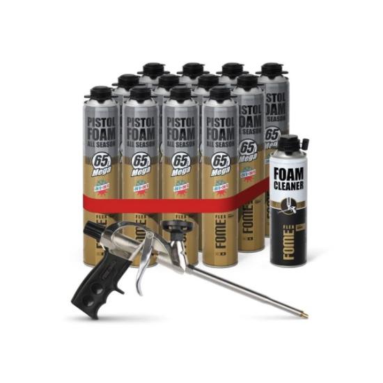 Prekės „Montavimo putos FOME FLEX All season  65L( 12 vnt.) + pistoletas + valiklis“ paveikslėlis
