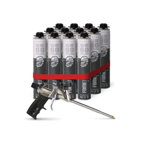 Prekės „Putos- klijai FOME FLEX 60 SECONDS ( 12 vnt. ) + Pistoletas Mega Edition“ paveikslėlis