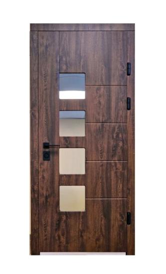 Prekės „Durys lauko MAGDA T2-128 850x2050mm su stiklu, dešininės, bronzinis ąžuolas“ paveikslėlis