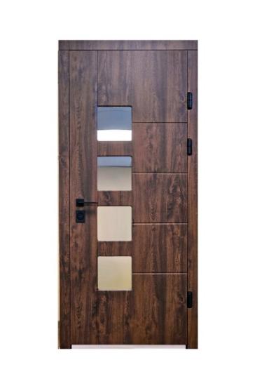 Prekės „Durys lauko MAGDA T2-128 950x2050mm su stiklu, kairinės, bronzinis ąžuolas“ paveikslėlis