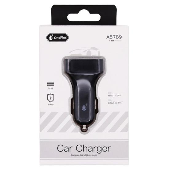Prekės „Įkroviklis auto 2xUSB 2,4A OnePlus juodas“ paveikslėlis