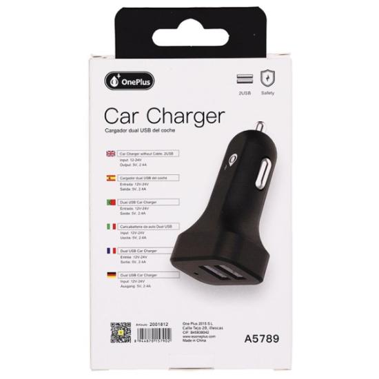 Prekės „Įkroviklis auto 2xUSB 2,4A OnePlus juodas“ paveikslėlis
