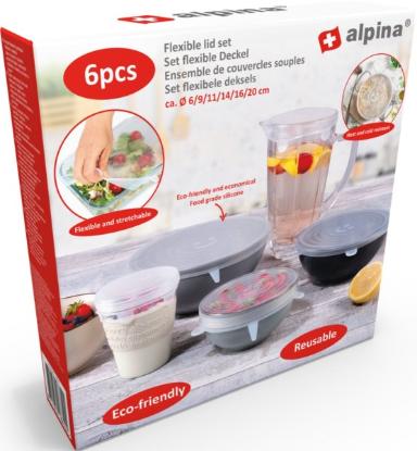 Prekės „Dangteliai silikoniniai maistui 6vnt Alpina“ paveikslėlis