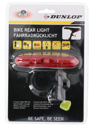 Prekės „Žibintas dviračiui galinis 5 LED Dunlop“ paveikslėlis