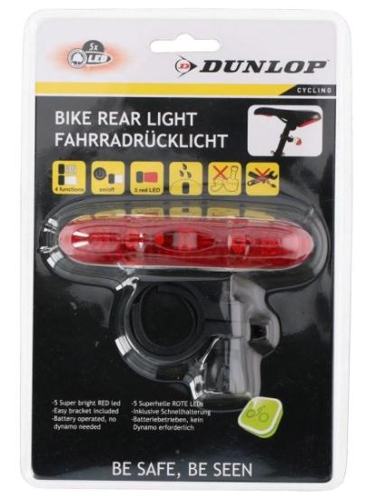 Prekės „Žibintas dviračiui galinis 5 LED Dunlop“ paveikslėlis