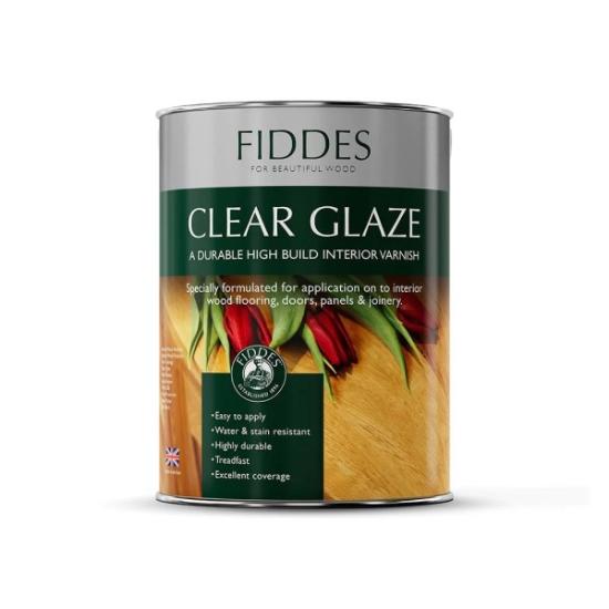 Prekės „FIDDES CLEAR GLAZE Tvirta Aukštos Kokybės Glazūra (Lakas) Vidaus Darbams. Blizgi, 1 L“ paveikslėlis