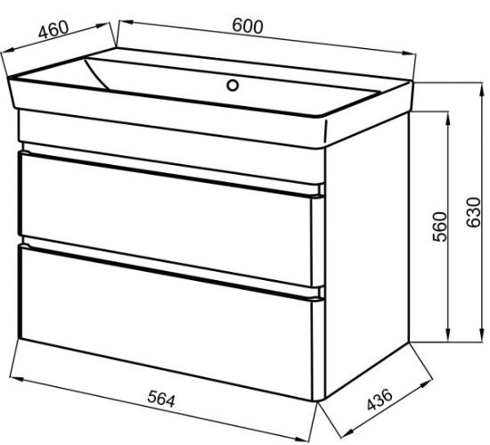 Prekės „Spintelės ir praustuvo komplektas VIVACE TNB-2D60 cm. balta spalva“ paveikslėlis