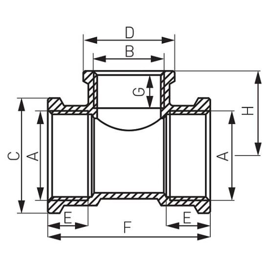 Prekės „Trišakis bronzinis chromuotas 3/4x1/2x3/4"F“ paveikslėlis