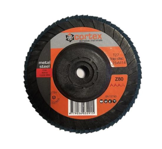Prekės „Diskas lapelinis 125 mm P80 M14 metalui lenktas Cortex“ paveikslėlis