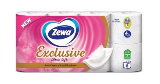 Prekės „Popierius tualetinis ZEWA Exclusive Ultra Soft 8 ritinėliai pakelyje.“ paveikslėlis