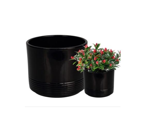 Prekės „Vazonas juodas 20 cm Rille 992 CERMAX“ paveikslėlis