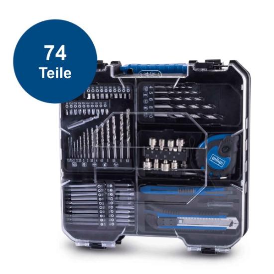 Prekės „Suktuvas akumuliatorinis 20 V 1x2,0 Ah su 74 priedais C-DTB74/1-X Scheppach 5909315900“ paveikslėlis