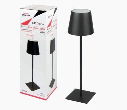Prekės „Įkraunamas LED stalinis šviestuvas, 3.5W, 400lm, šiltai balta 3000K, juodos spalvos“ paveikslėlis
