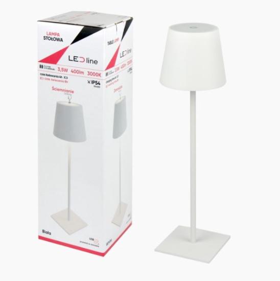 Prekės „Įkraunamas LED stalinis šviestuvas, 3.5W, 400lm, šiltai balta 3000K, baltos spalvos“ paveikslėlis