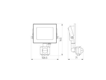 Prekės „Lauko šviestuvas su judesio davikliu LED 10W neutraliai balta 230Vac, 1000lm, IP44, juodas, LUMINO, LED LINE“ paveikslėlis