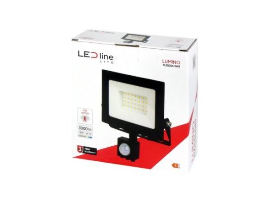 Prekės „Lauko šviestuvas su judesio davikliu LED 30W neutraliai balta 230Vac, 3000lm, IP44, juodas, LUMINO, LED LINE“ paveikslėlis