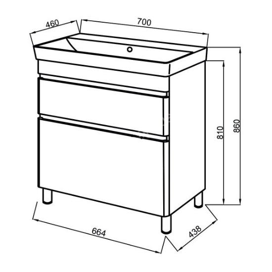 Prekės „Komplektas spintelė ir praustuvas baltas VIVACE TNB-2D 70cm“ paveikslėlis