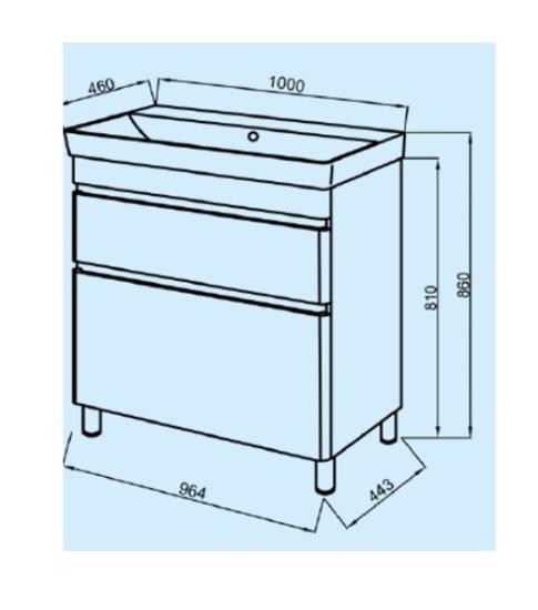 Prekės „Komplektas, spintelė ir praustuvas VIVACE TNB-2D 100cm“ paveikslėlis