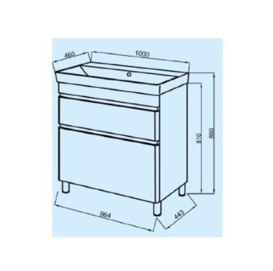 Prekės „Komplektas, spintelė ir praustuvas VIVACE TNB-2D 100cm“ paveikslėlis