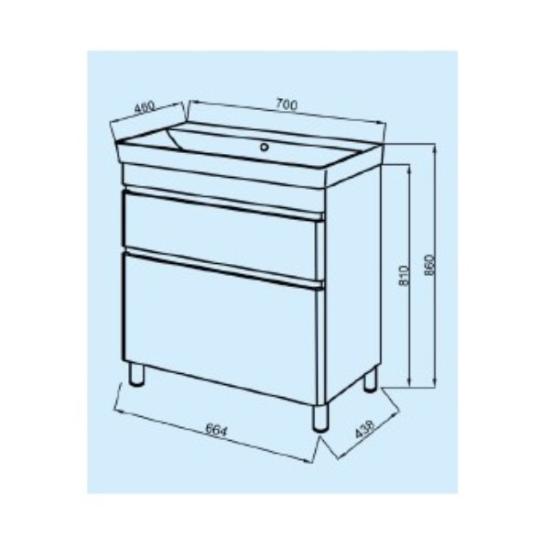 Prekės „Komplektas, spintelė ir praustuvas VIVACE TNB-2D 70cm antracitas“ paveikslėlis